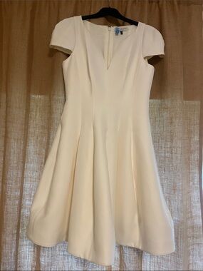 Halston Heritage Cream Fit-and-Flare Dress